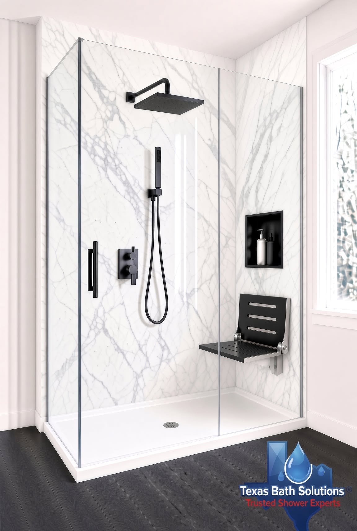 White marble walk-in shower inspiration